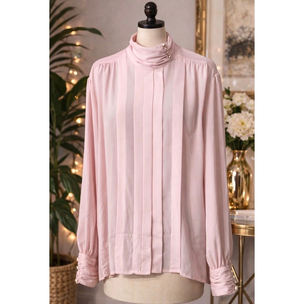 7. Blair Boutique blouse in a soft blush pink and pearl buttons